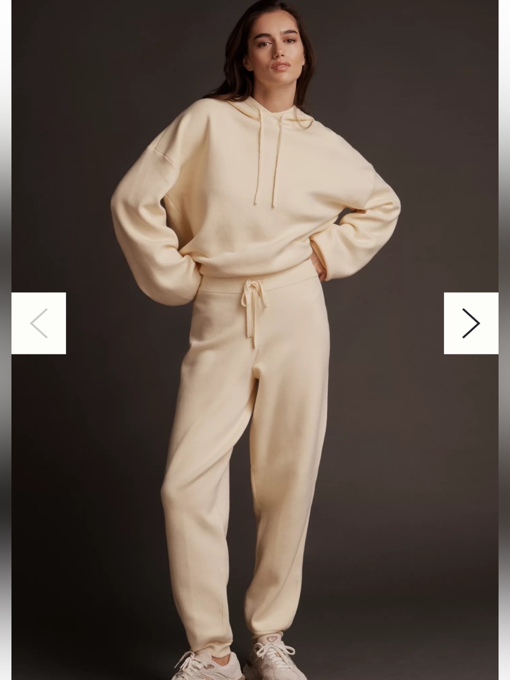 NWT Anthropologie Daily Practice Knit Barrel pant and pullover hoodie set butter